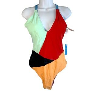 Cupshe Womens Colorblock Strappy V-Neck One Piece Swimsuit Size XXL